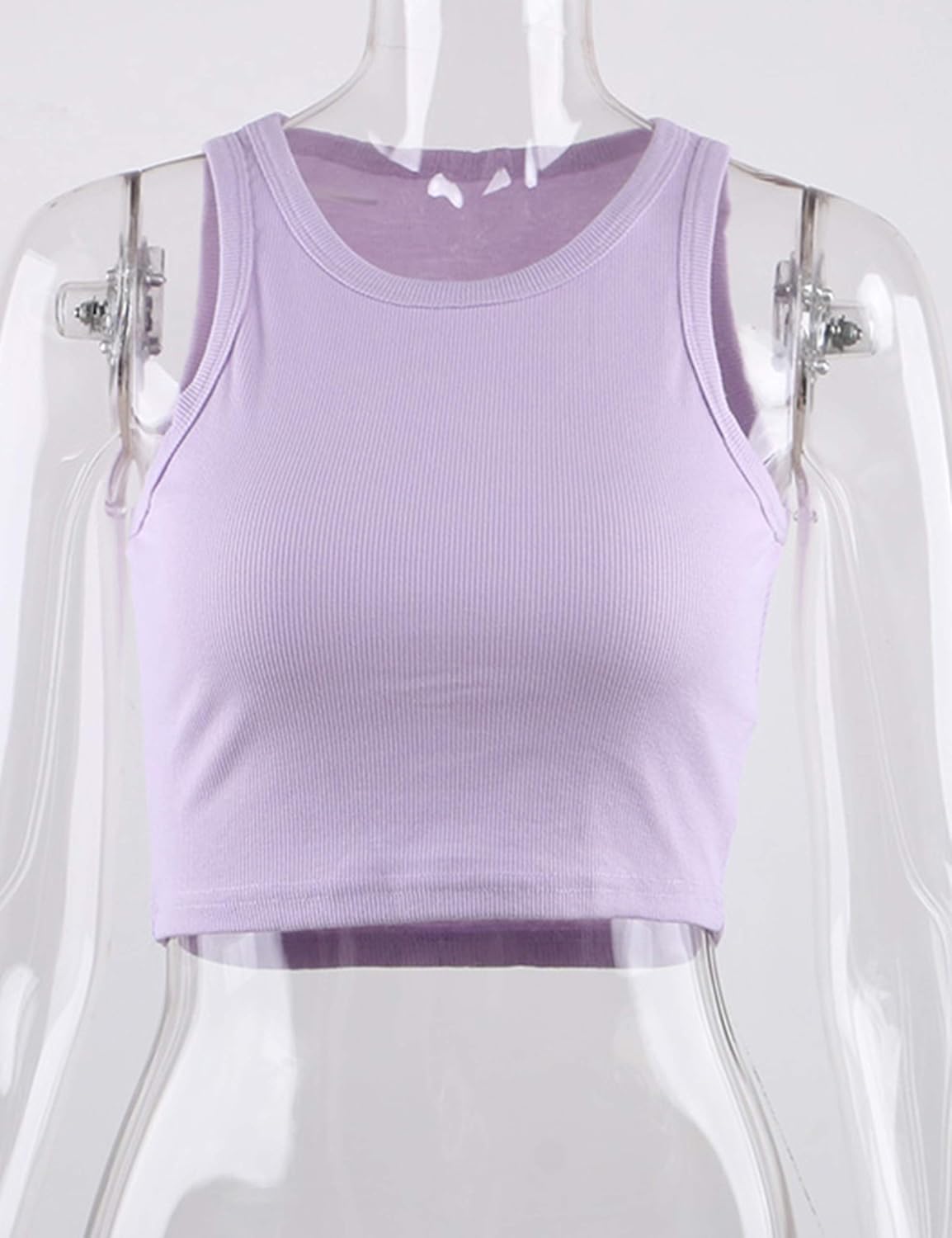 MISSACTIVER Women Basic Sleeveless Vest Crop Tank Top Casual Crew Neck Binding Crop Top - Image 7