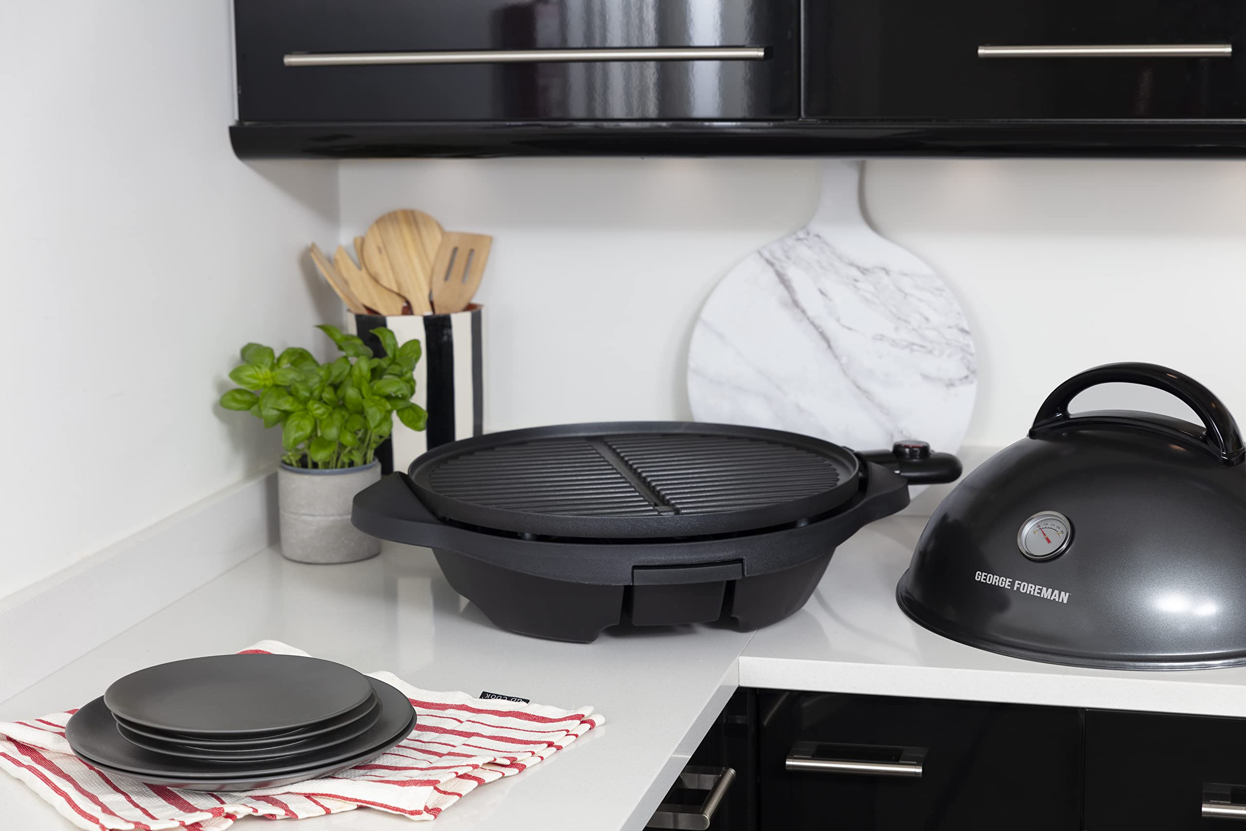 George Foreman Barbecue électrique 2 en 1 2400W Ø44,5cm gril sur pied et de table
