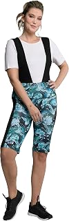 Ulla Popken Womenswear Plus Size Curvy Oversize Blue Crane Padded Seat Suspender Look Quick Dry Bicycle Shorts Black 58+ 806706100-58+