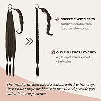 Vista 114 de BARSDAR Extensión de Cola de Caballo Trenzada de 30 Pulgadas de Largo - Extensiones de Cabello de Cola de Caballo Trenzada Rubia Recta Envolvente