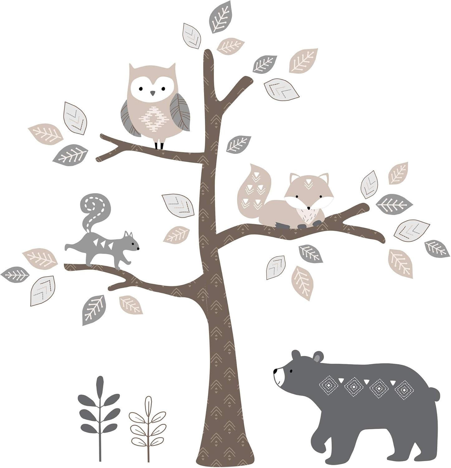 Lambs & Ivy Woodland Forest Animal Nursery 5-Piece Baby Crib Bedding Set - Gray