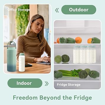Breast Milk Storage Bottles Compatible with Momcozy Cooler & Fridge,10 oz