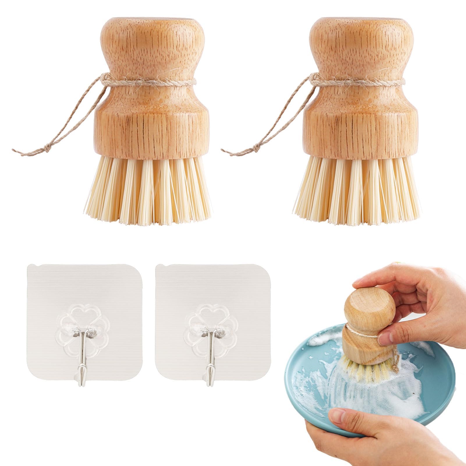 2 stück Gemüsebürste Holz,Spülbürste Holz,Pilzbürste,Gemüsebürste,Pilzpinsel,Rund Holz Champigno,Sicher Umweltfreundlich Für Sanften Reinigung Von Pilzen Oder Gemüse Geschirr,Pfannen, Spülbürste