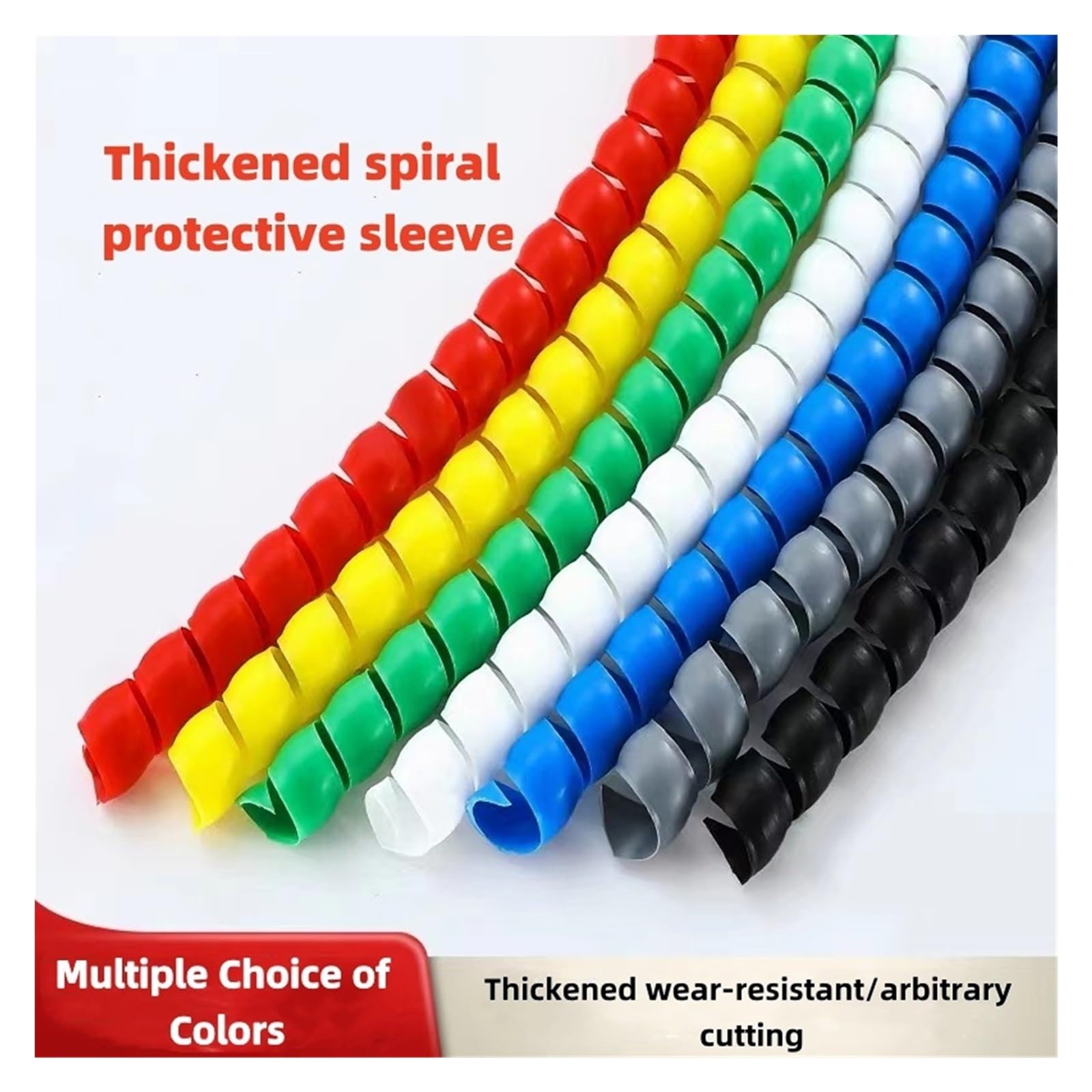 Tubo en Espiral para Cables, Enrollador De Cable Espiral Flexible Multicolor ID 8-35mm 10m(Gray,ID 20mm)