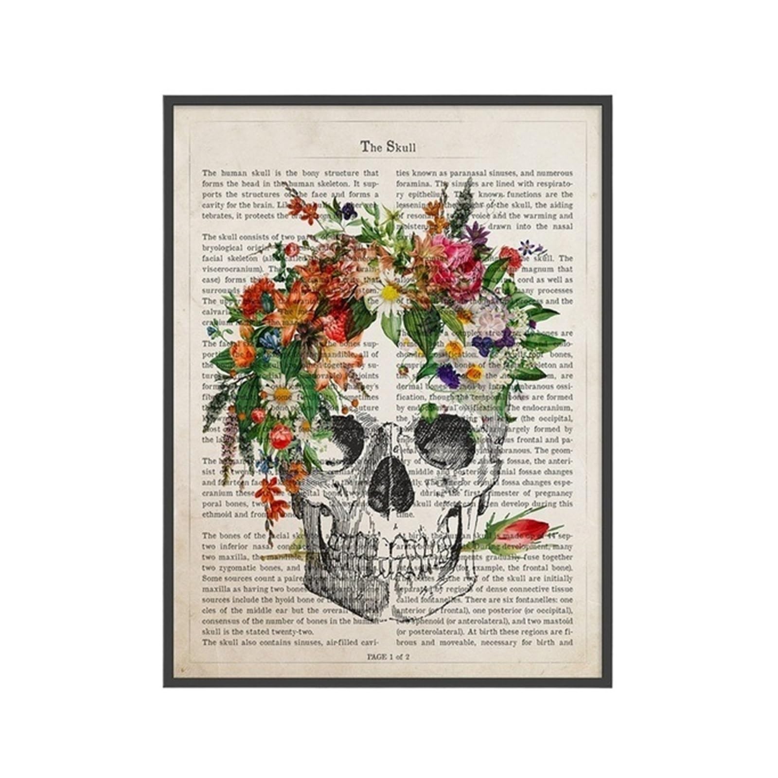 1 Szt. Vintage Anatomia Człowieka Kwiaty Plakat Artystyczny Wydruk Na Płótnie Malarstwo Medyczne Serce Obraz Ścienny Do Wystroju Kliniki Szpitalnej | N,50x70cm No Framed