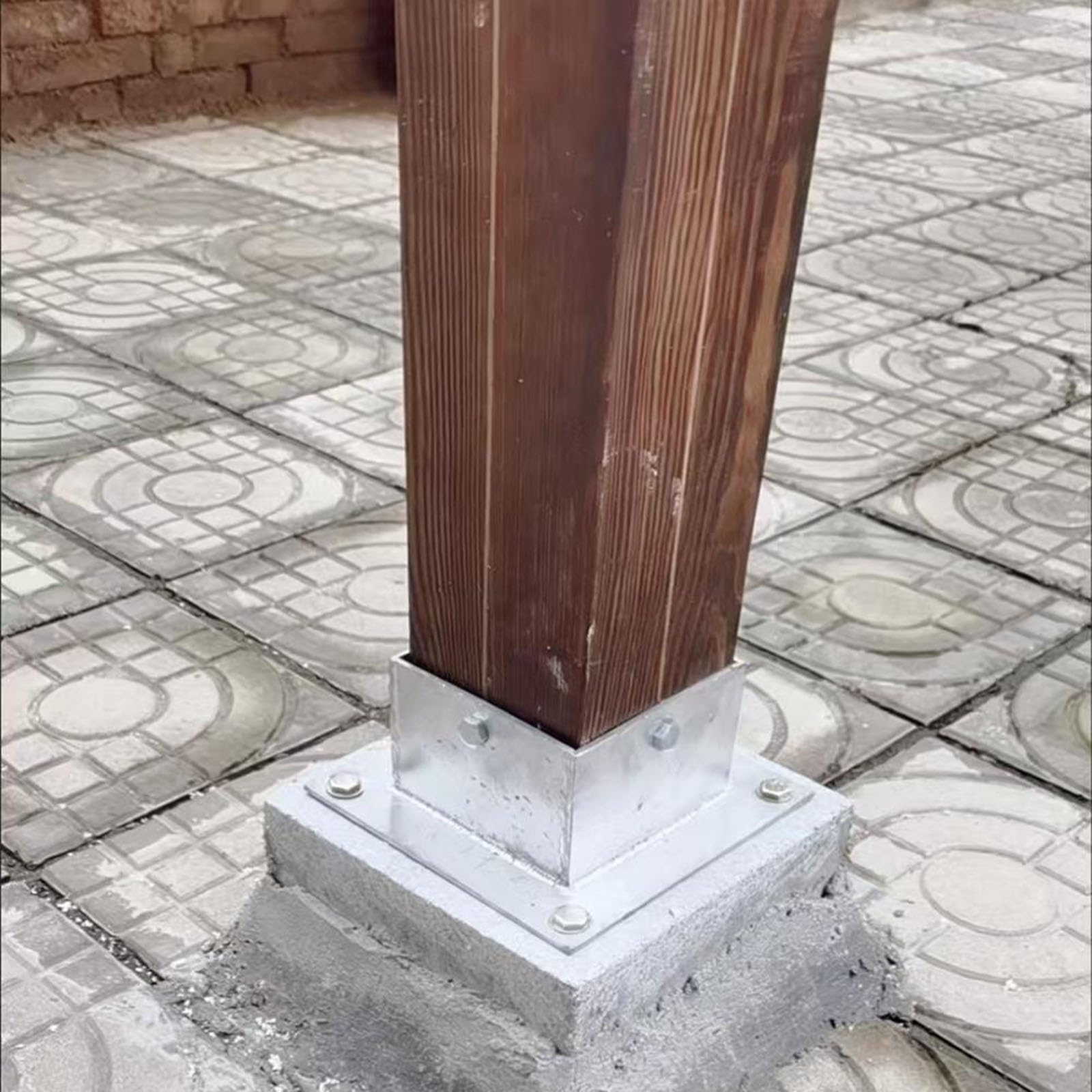 Soporte para poste, base para postes de madera Base De Anclaje Para Postes De Cerca De Madera, Soporte De Zapata Atornillada Para Base De Columna De Pabellón Pérgola Terraza Letreros Buzones Jardín(13