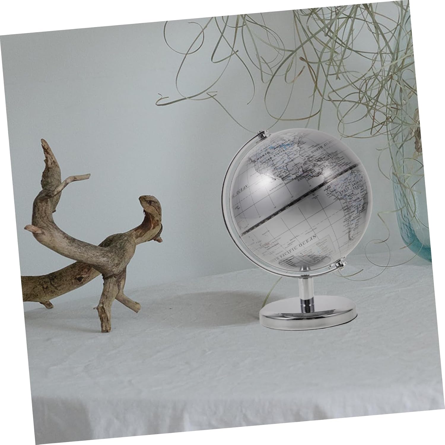 Kisangel Globe for Desk Rotating World Globe Decoration Educational Tool for Adults Compact Office Desk Ornament Design for Home Classroom Use