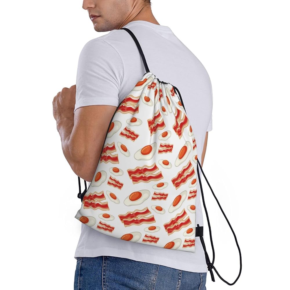 Amazon.com | Buewutiry Drawstring Backpack - Hobo Eggs Bacon Amazon.com | Buewutiry Drawstring Backpack - Hobo Eggs Bacon