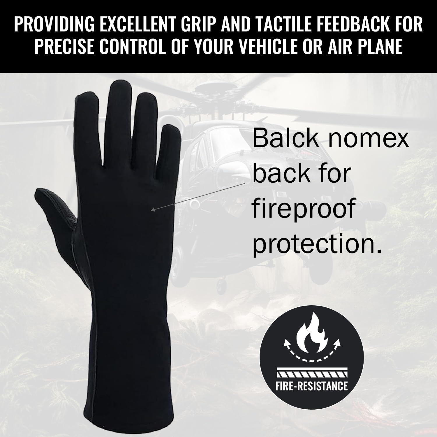 Nomex Flight Gloves, Leather Work Gloves for Men, Soft Durable Sheep Skin Leather Driving, Flying, Gardening Hunting Gloves - Image 3