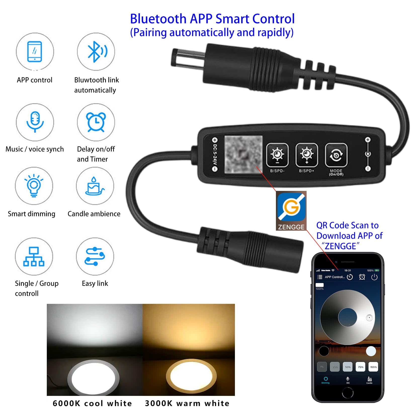 CRISETEK Puck Lights Bluetooth APP Smart Control Dimmable Tact Switch Under Cabinet Light Cabinet Lighting Cabinet Lights DC 12V Adaptor (Silver, Warm White Light, APP 4Pack)