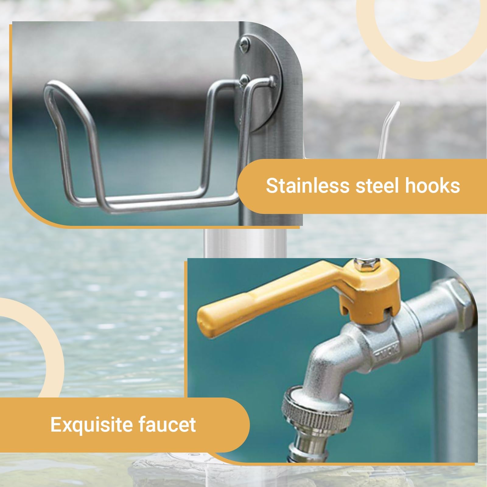 Robinet à Colonne d'eau de Type G en Acier Inoxydable - Robinet et Tuyau d'extérieur antigel pour l'irrigation, Le Lavage et Les fontaines - 50 x 20,5 cm (19,7 x 8,1 Pouces)