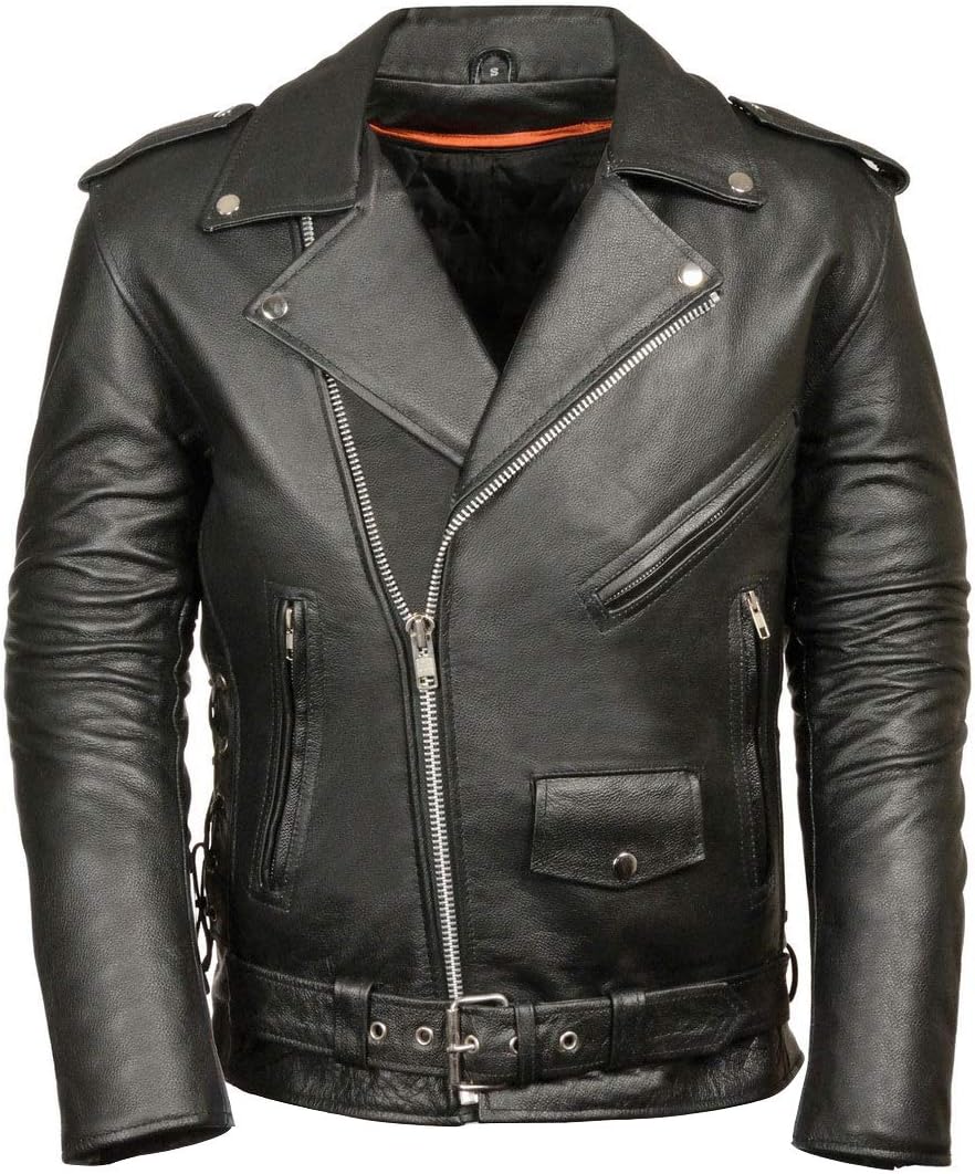 Men’s Premium Buffalo Leather Motorcycle Jacket with and Adjustable Side Laces BZ1511-4X-Large Men’s Premium Buffalo Leather Motorcycle Jacket with and Adjustable Side Laces BZ1511-4X-Large
