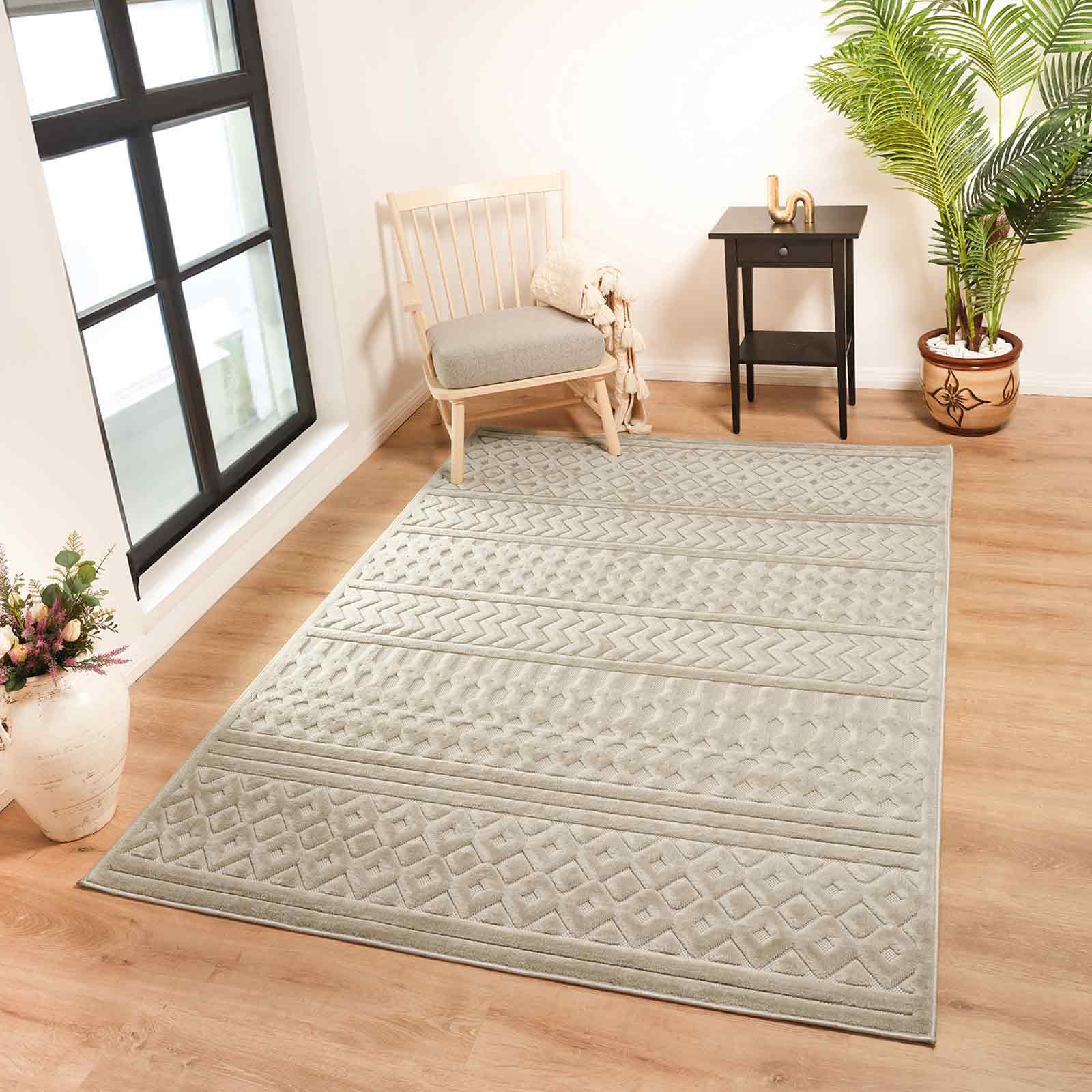 Livabliss Tucson Indoor Outdoor - Large Boho for Living Room 120x170 cm Dining, Kitchen Carpet, Patterned Neutral & Coloured, Waterproof, Stain Durable - Beige