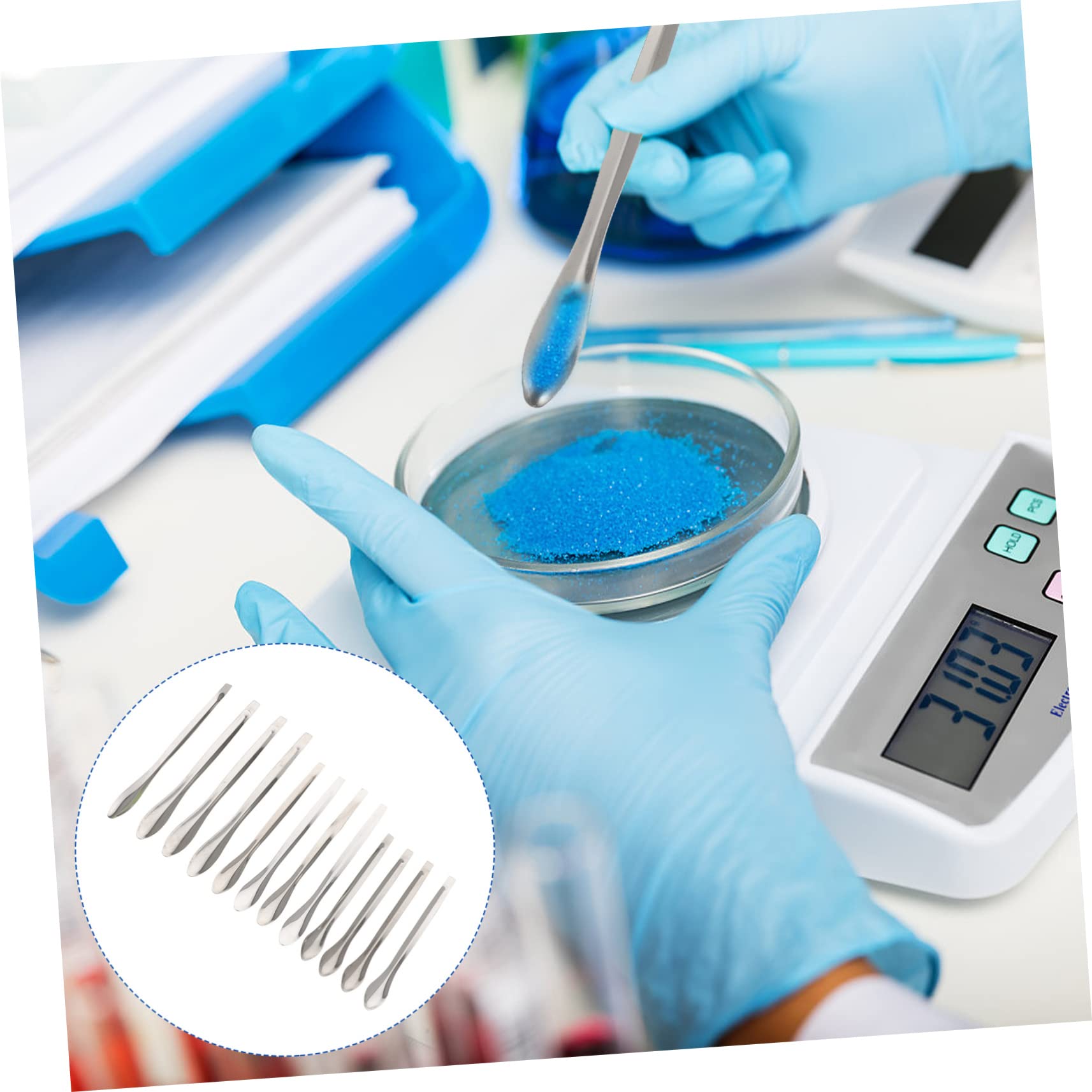 VICASKY 12pcs Stainless Steel Measuring Scoop for Lab Experiments and Measuring Spoon Tool for Accurate Sampling Sturdy Design for Long Term Use