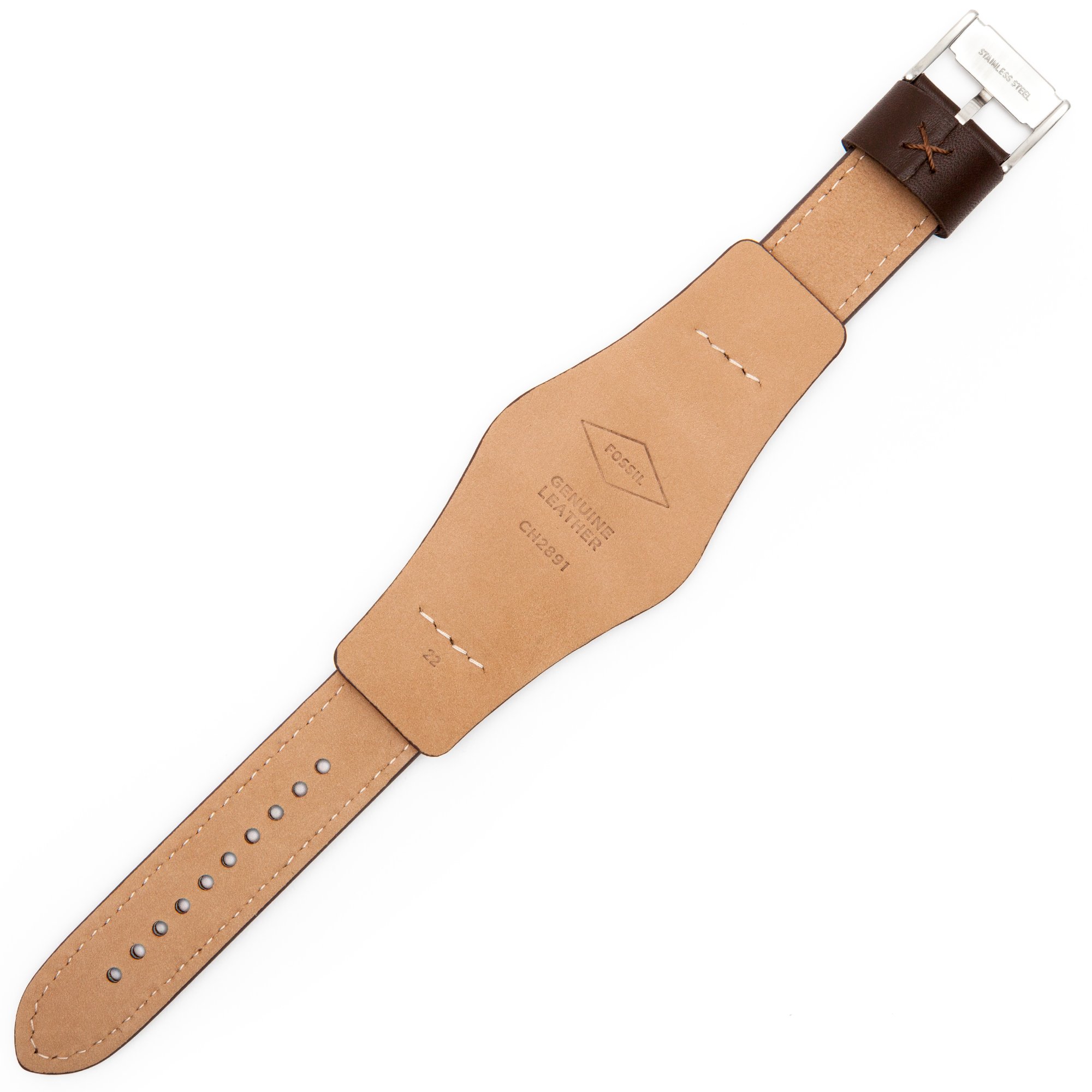 Fossil Cinturino Per Orologio 22mm Pelle Marrone - Ch-2891 | Lb-ch2891