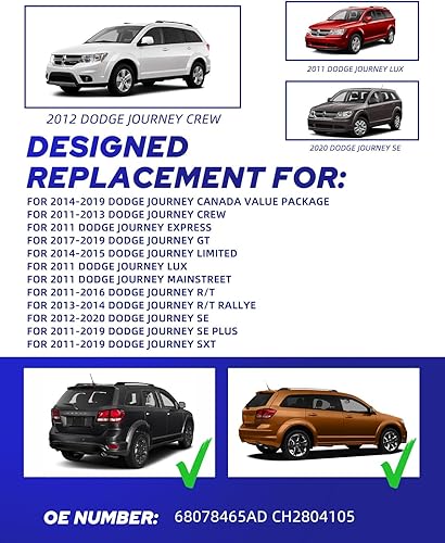 Miniatura 4 de AUTOONE - Para Dodge Journey 2011-2020 Conjunto de luces traseras de fábrica, luz de freno LED exterior, luz trasera, lado del conductor (LH)