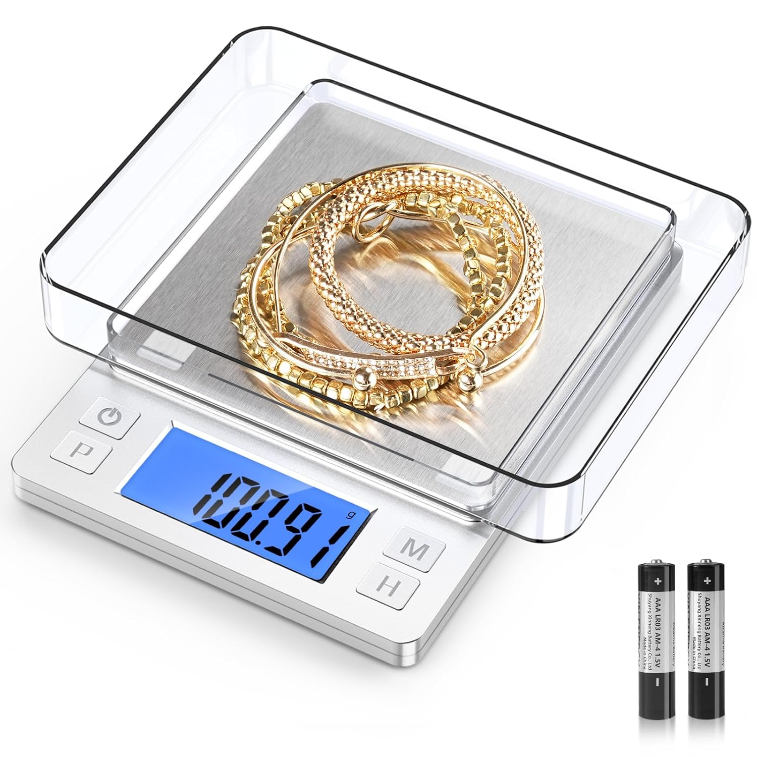 BOMATA 0.01g High Precision Jewelry Scale, 1000g Digital Gram Scale with Hold, Tare & Counting Function, Small & Portable Design for Gold, Bullion, Coins, Gemstones & Crafts, Sliver