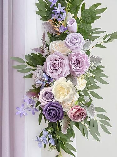 Vista 22 de White Rose Artificial Flowers Fake Flower Bulk with Stems for DIY Wedding Bouquet Bridal Baby Shower Centerpiece Table Decorations Silk Faux Floral