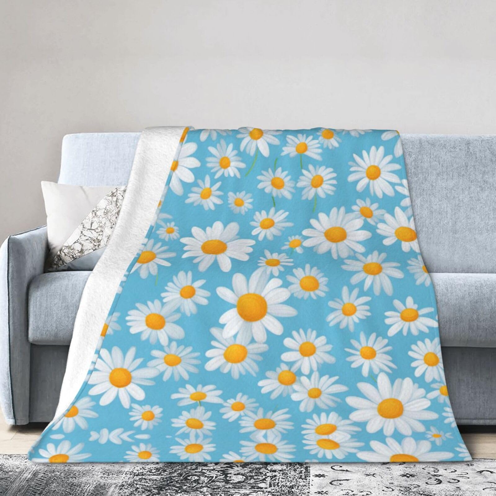 Couverture de voyage flanelle bleu clair lit canapé