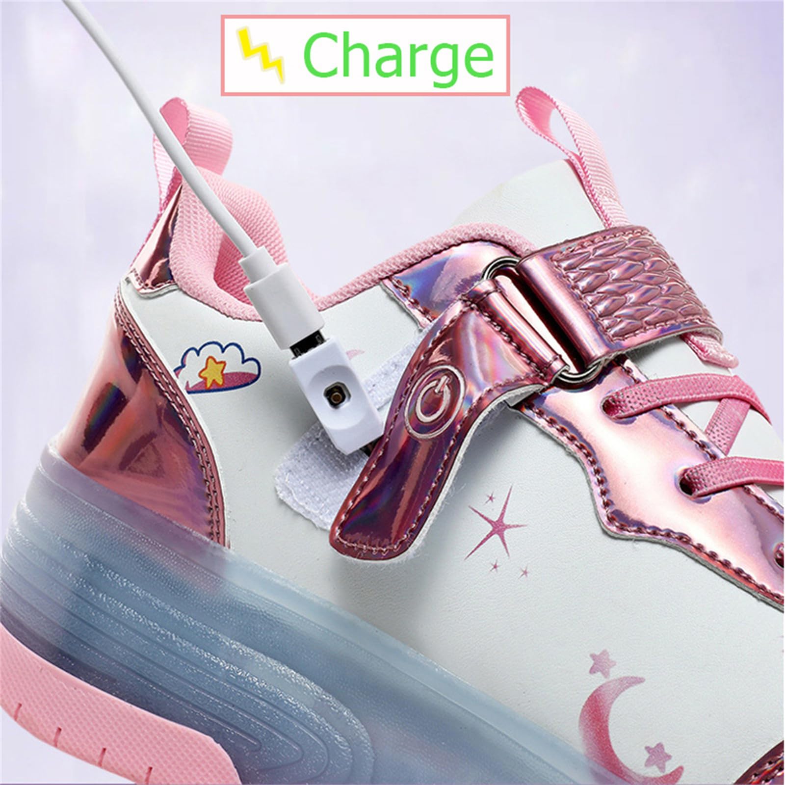 Zapatos con Ruedas para Niñas Niños Patines con 2 Ruedas y Luces, Zapatillas Deportivas Retráctil 27-38 EU