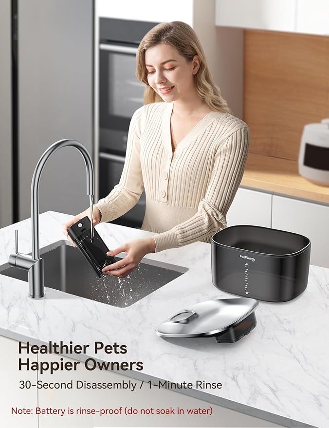 Fuente de Agua para Gatos Inalámbrica FEELNEEDY, Sin Bomba, Batería Recargable miniatura 4