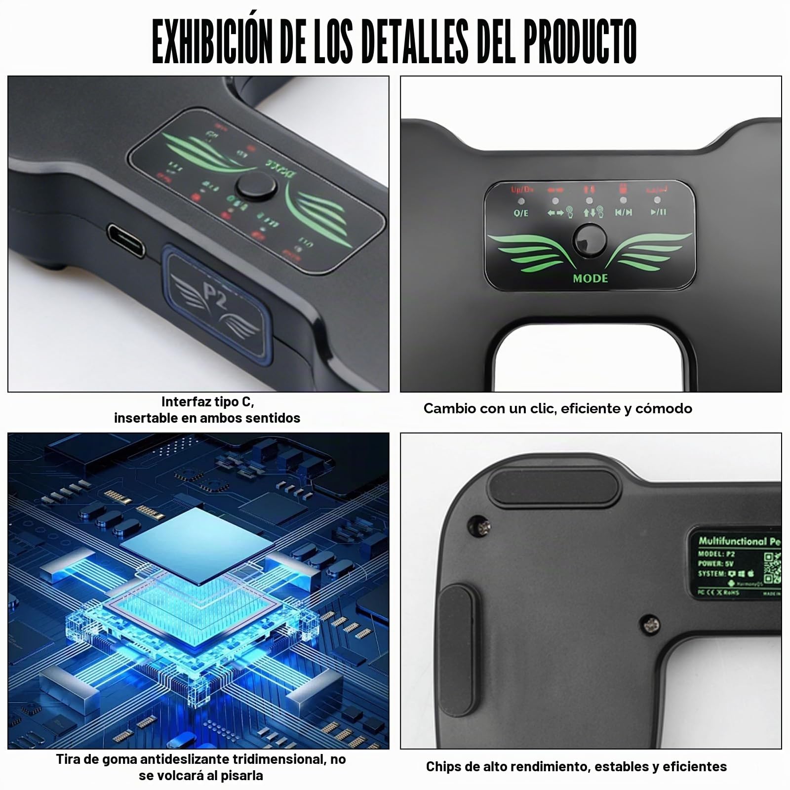 Pedal de giro de página Bluetooth, pedal de giro de página inalámbrico, interruptor de pie multifuncional, controlador de lectura de música recargable para tabletas, teléfonos inteligentes (negro)
