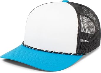 Pacific Headwear Unisex Adult Pacific Headwear Trucker Snapback Braid Cap Cotton Blend Mesh Hat, Pro Model Fit and Curved Visor for Everyday Wear