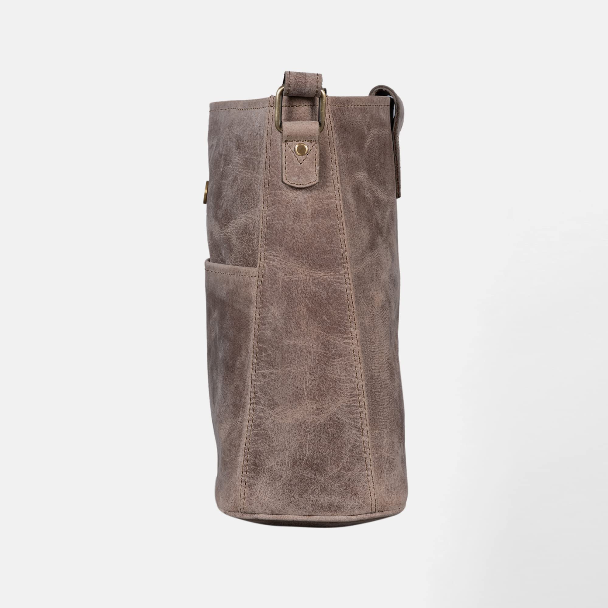 LEABAGS Bolso de la compra Athens de piel de búfalo con aspecto vintage.
