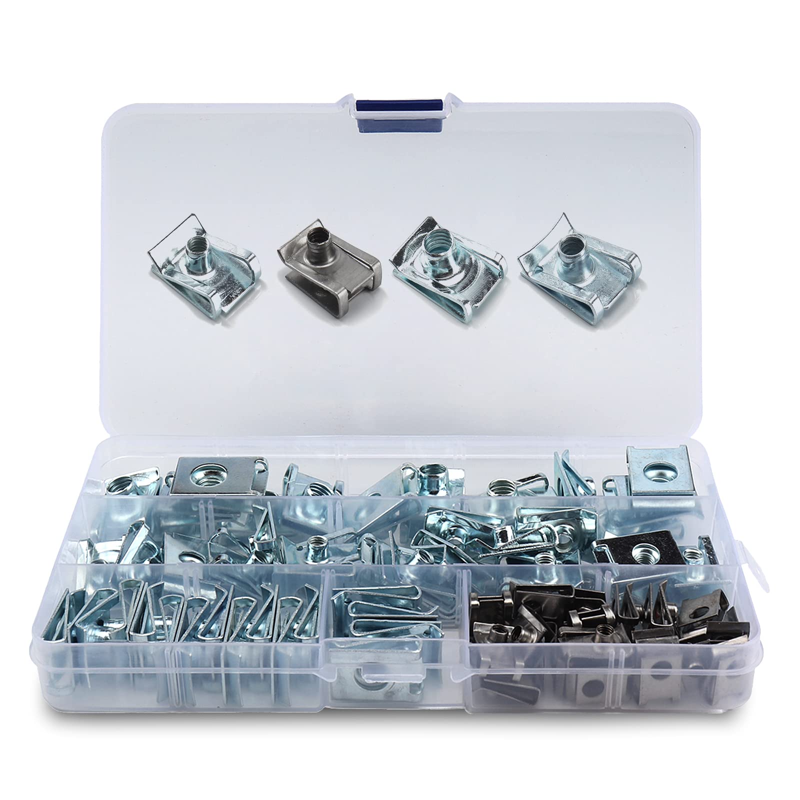 80 Stück Gewinde Clip Mutter Set, Blechmutter M4 M5 M6 M8 