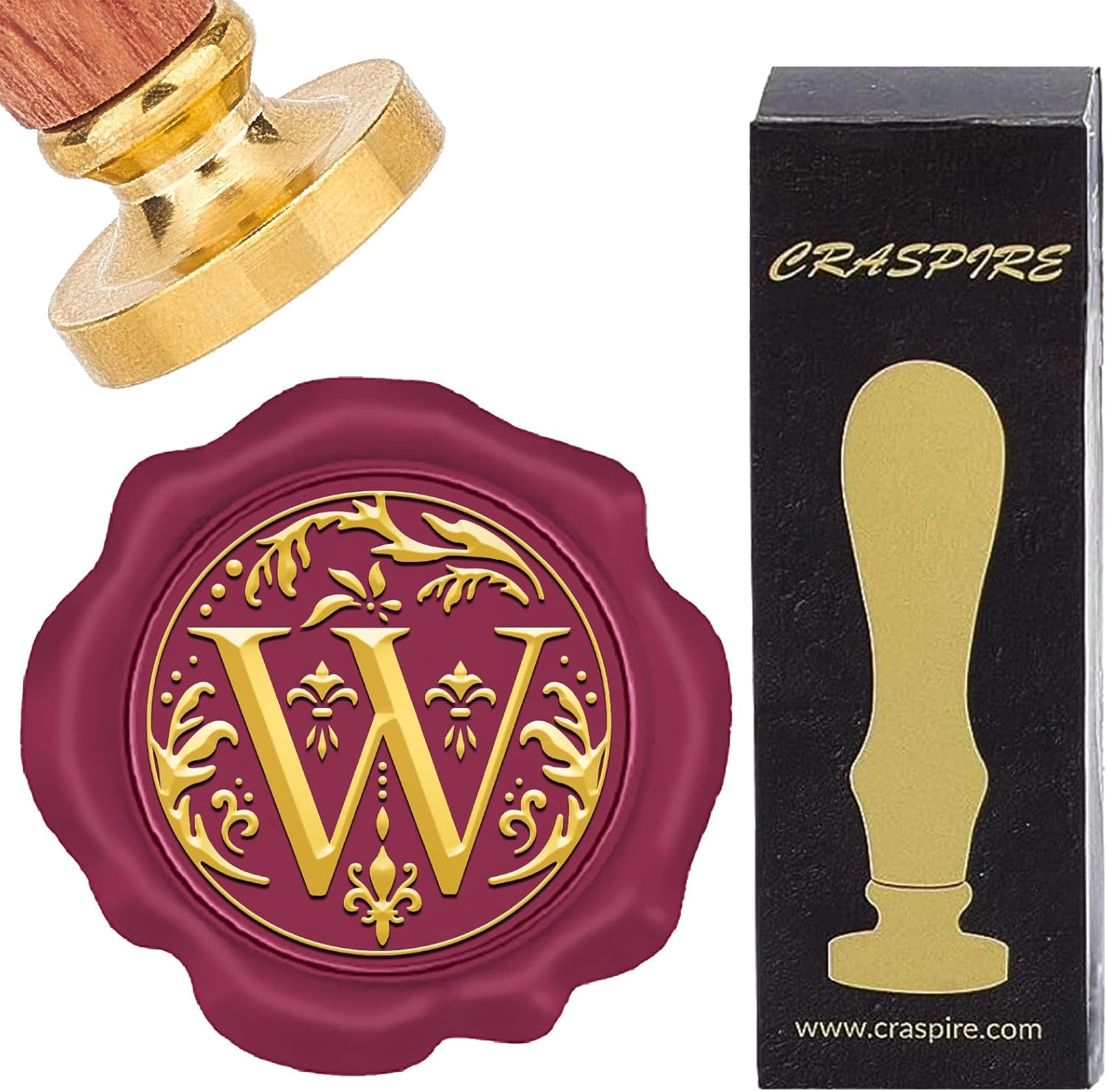 CRASPIRE Letter S Wax Seal Stamp - 25mm Brass Seal Head With Wooden Handle For Invitations
