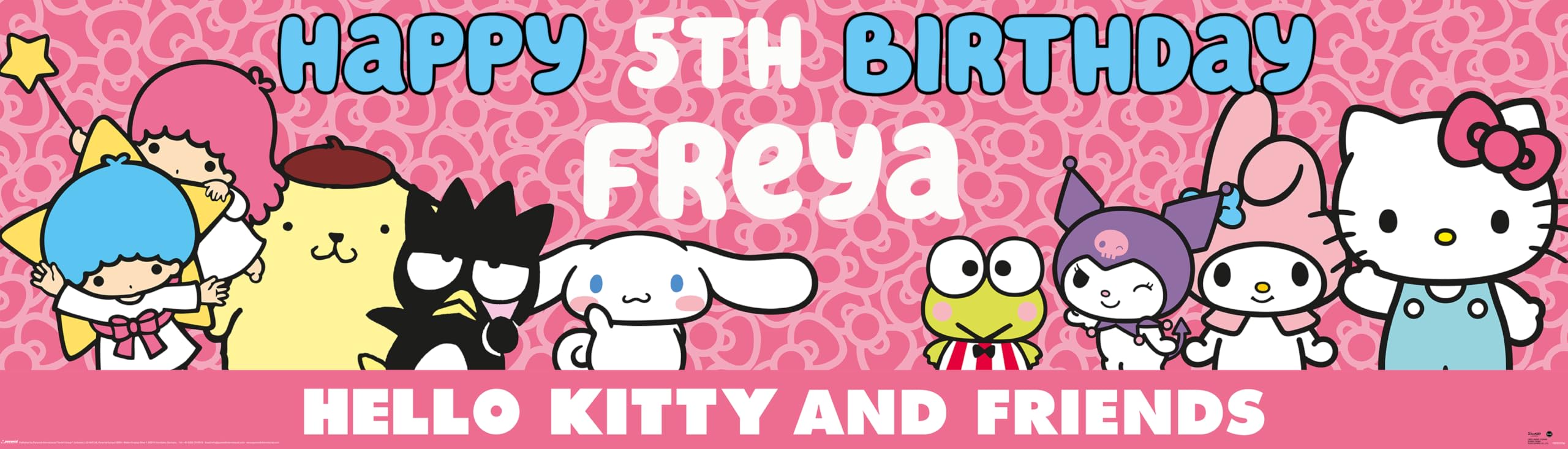 Hello Kitty Personalised Birthday Banner for Kids – Custom Name and age Party Decoration, Large 4.5ft x 1.3ft (140cm x 40cm), Theme Party for Girls