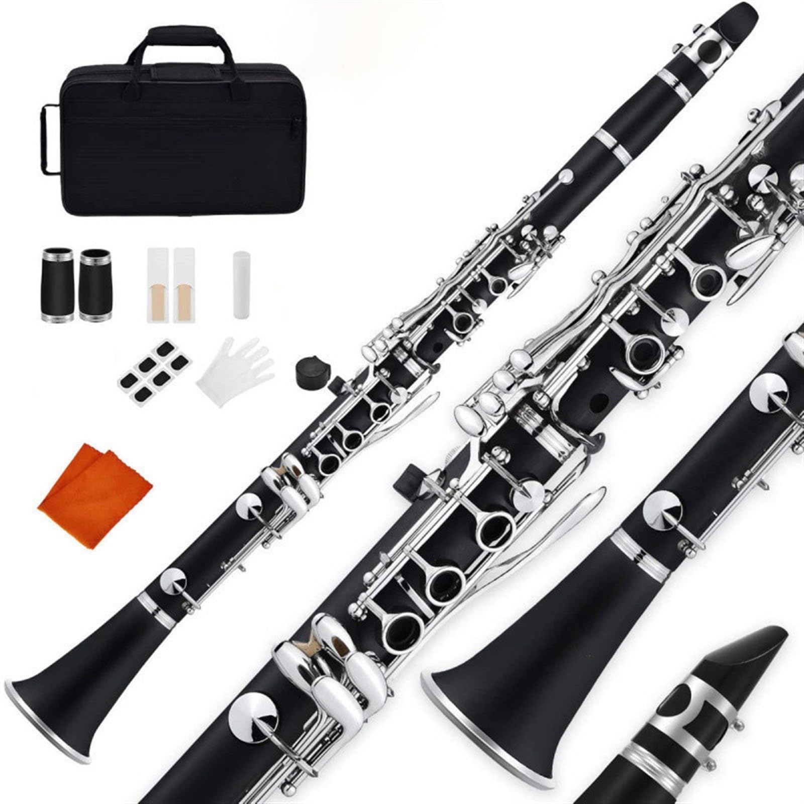 Principiante Clarinete Clarinete Plano B Instrumento De Clarinete Baquelita Doble De Dos Secciones Instrumento De Nivel De Rendimiento Graduado Para Principiantes(A)