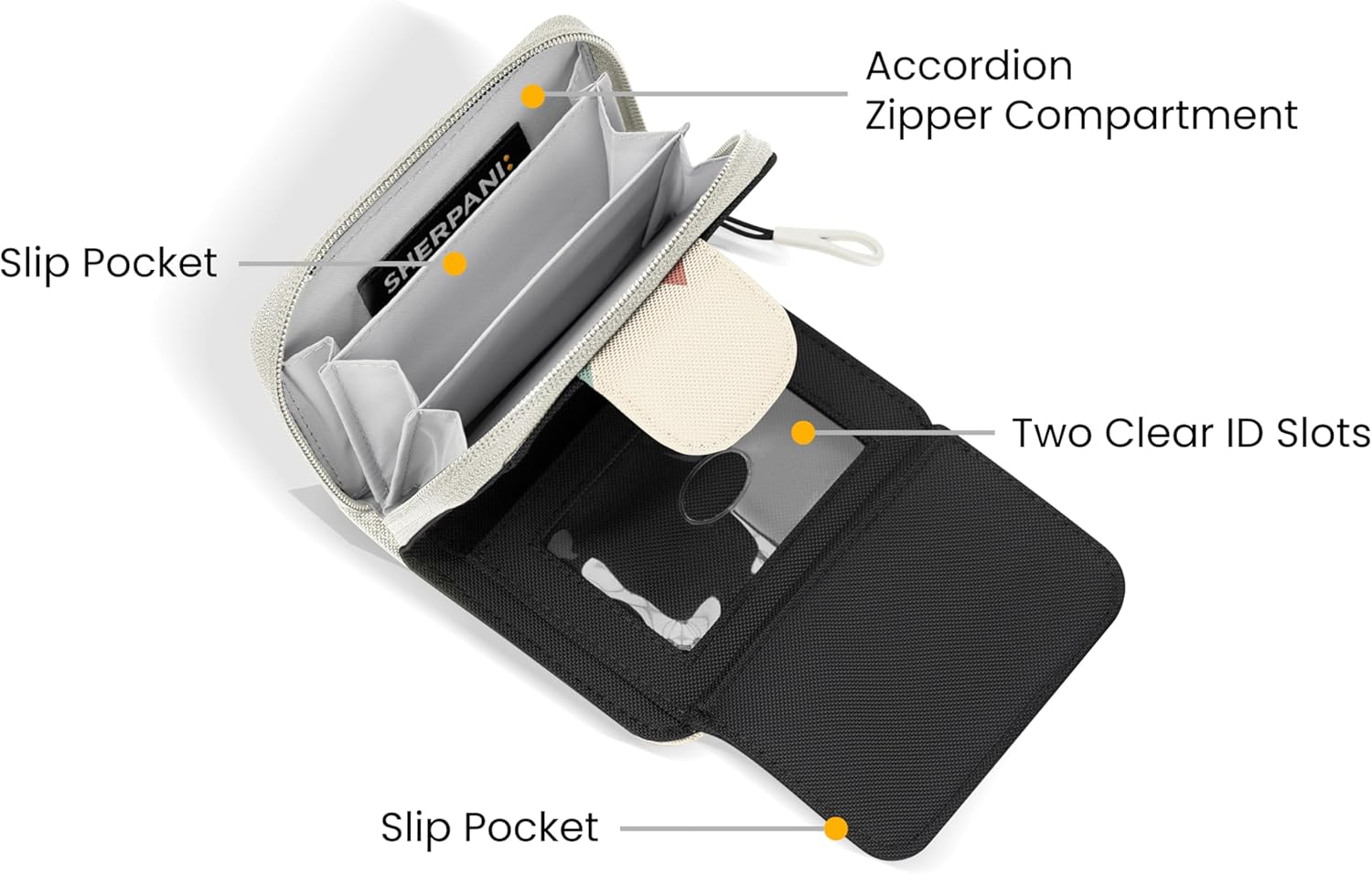 Sherpani Barcelona, Small Nylon Bifold Zipper Pocket Wallet, Travel Bag, RFID Protection, Travel Gift (Terrazzo) - Image 4