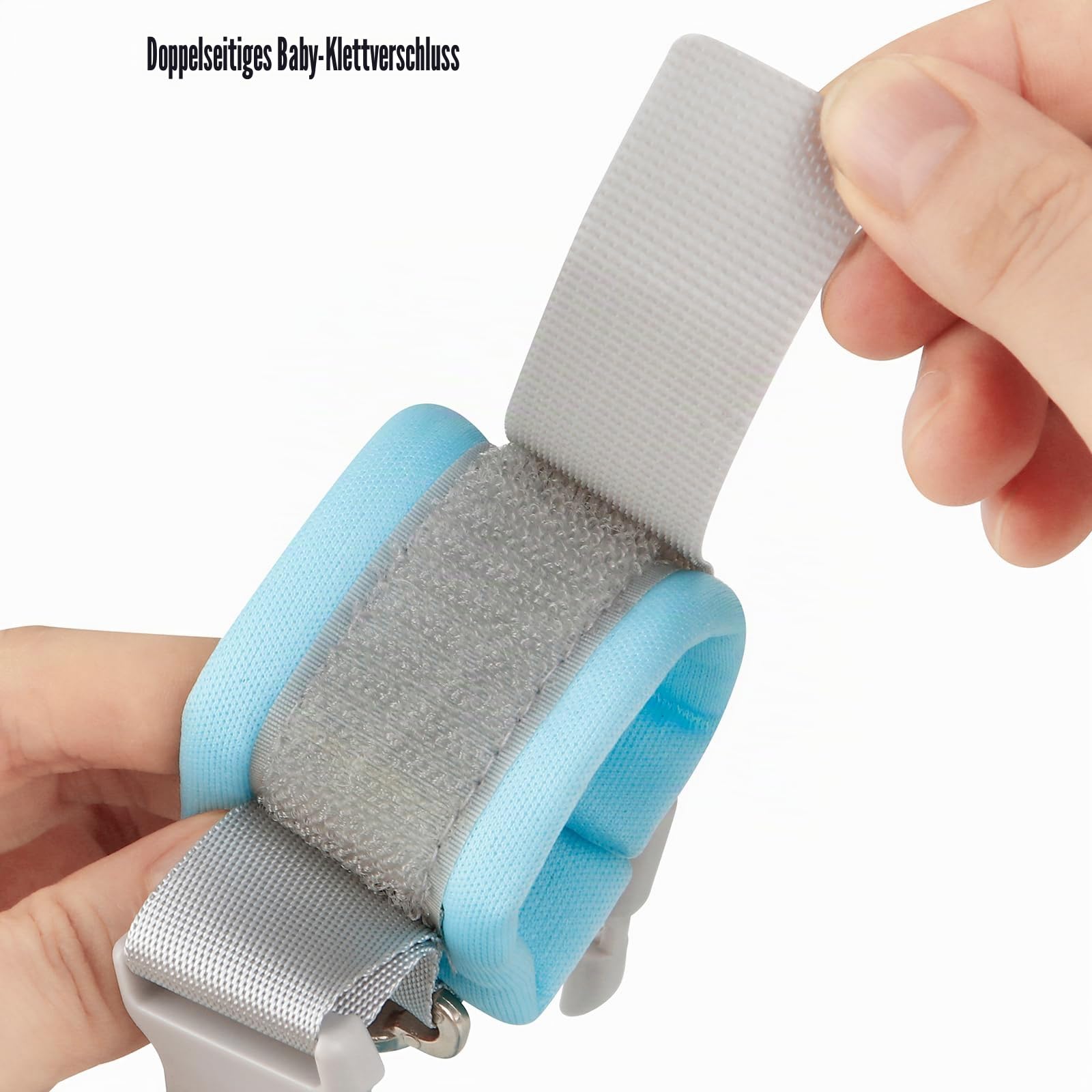 PandaEar Kleinkind-Leinengeschirr und Anti-Verlust-Handgelenk-Verbindungsstück, 3-in-1 Kinder-Sicherheitsgeschirr mit Leine, Anti-Verlust-Leine, Geh-Armband, Assistent-Gurt für Babys, Mädchen, Blau