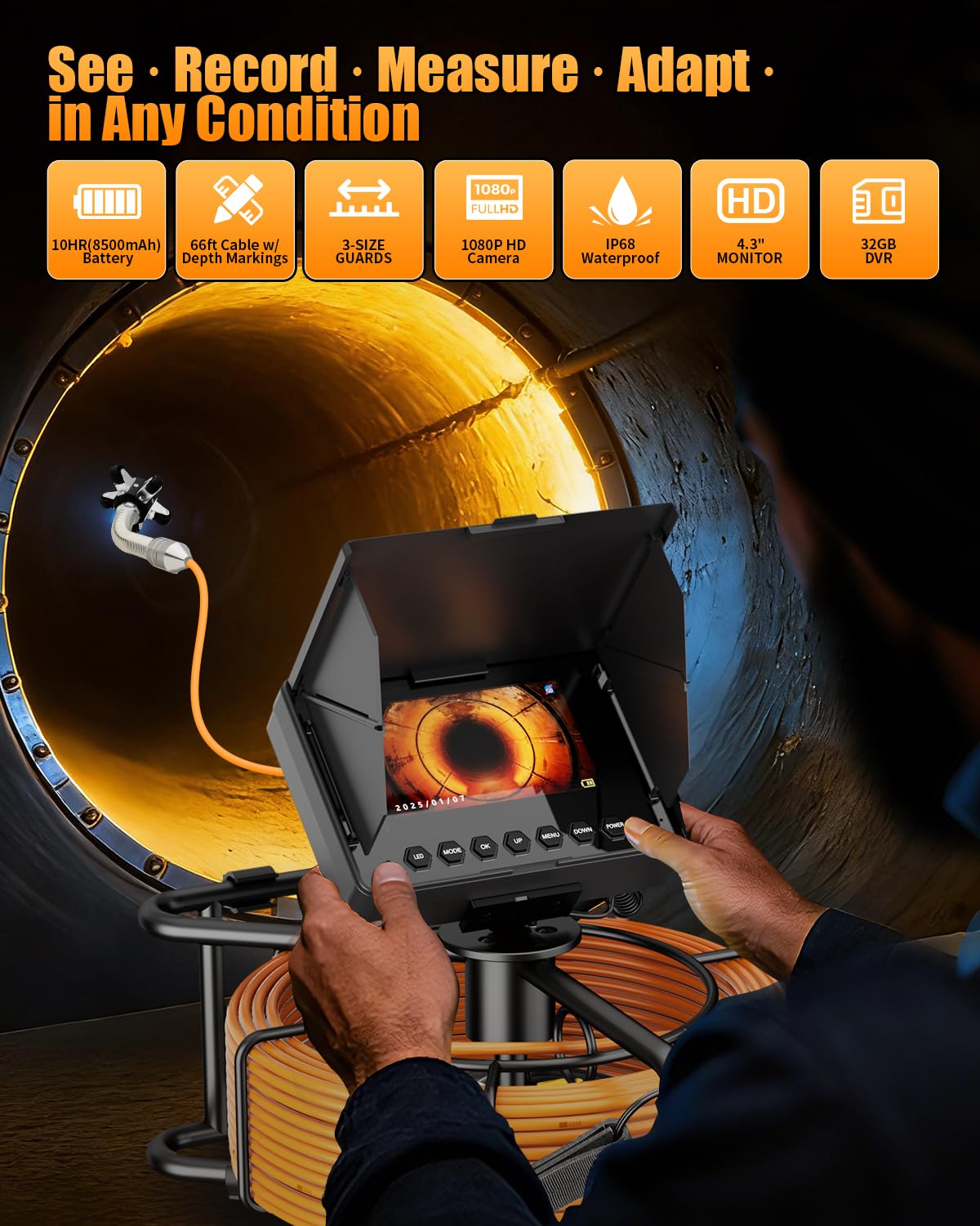 Sewer Camera 100ft - 1080P Inspection -2