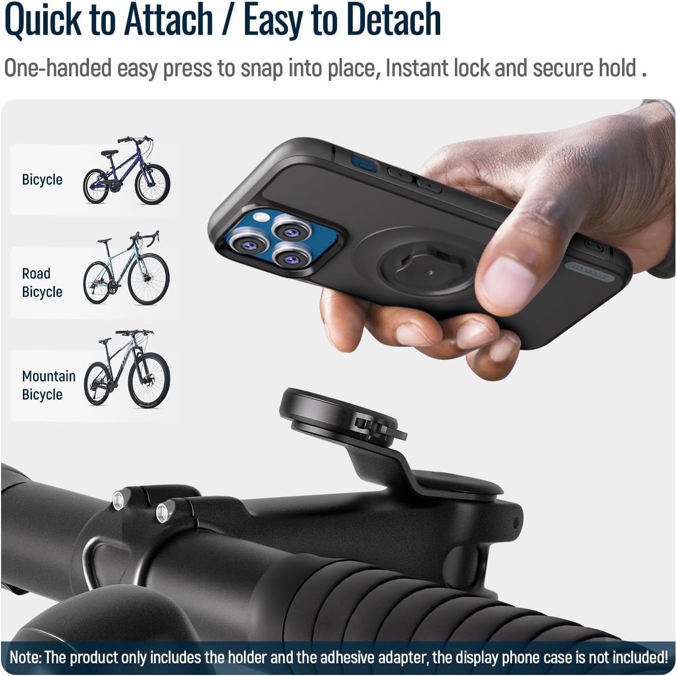 Bike Phone Mount,Mountain Bicycle Stem Cell Phone Holder,Universal Aluminum Handlebar Phone Clamp,MTB Road Bike Cycling Mobile Phone Clip,Quick Attach/Release 【Series C-2nd Gen】