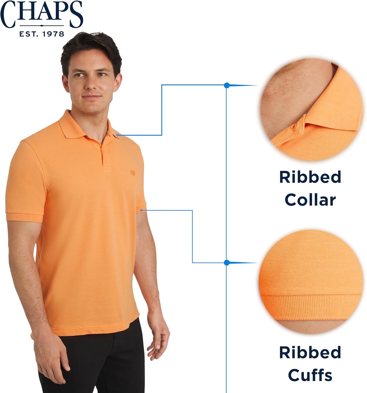 Chaps Men's Everyday Casual Classic Fit Stretch Pique Polo Shirt (S-2XL) - Image 5