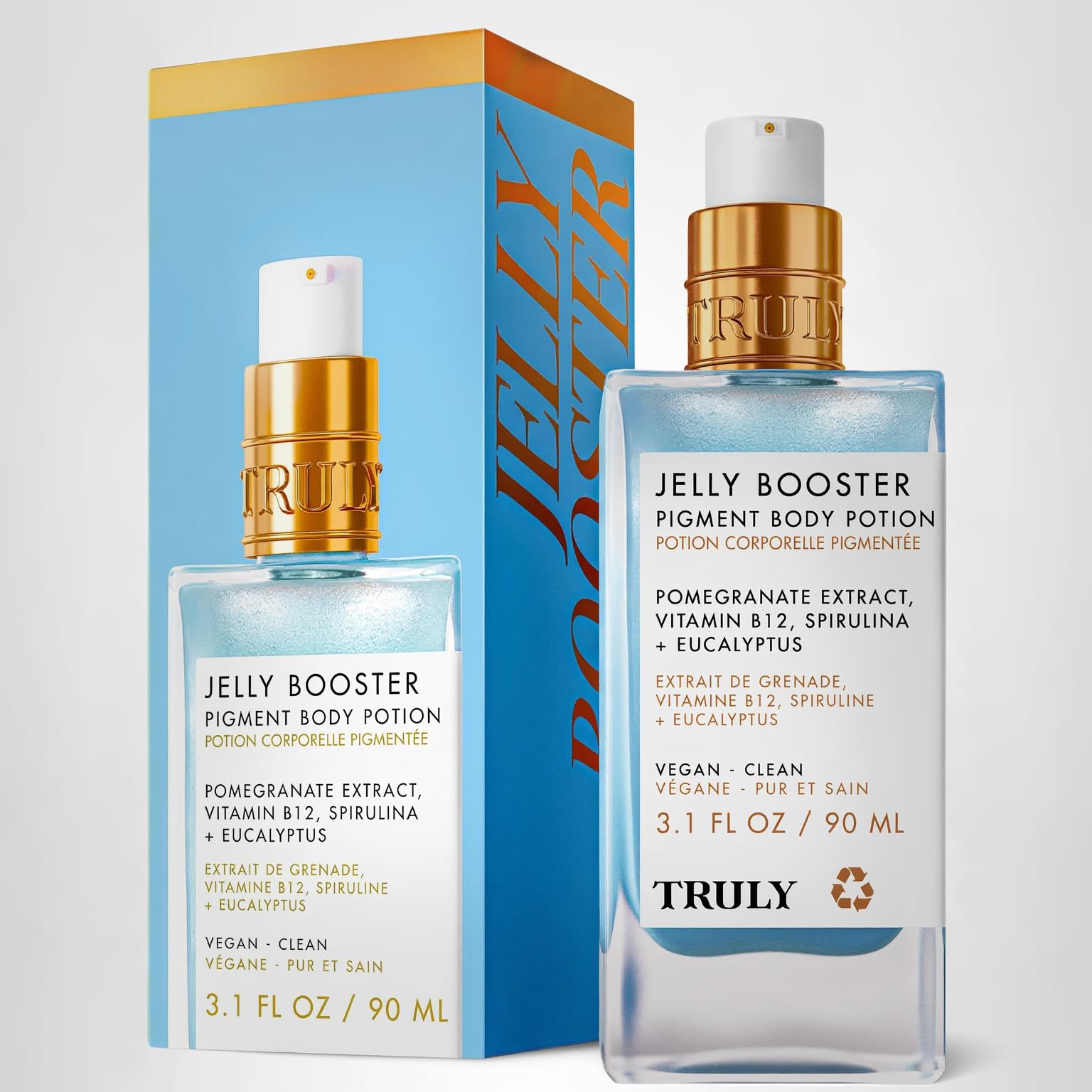 Truly Beauty Jelly Booster Pigment Body Potion, Lightweight, Fast Absorbing Acne Scar Treatment for Face And Body, Scar Removal Ointment/Serum for Everyday Use, 3.1 Fl.Oz