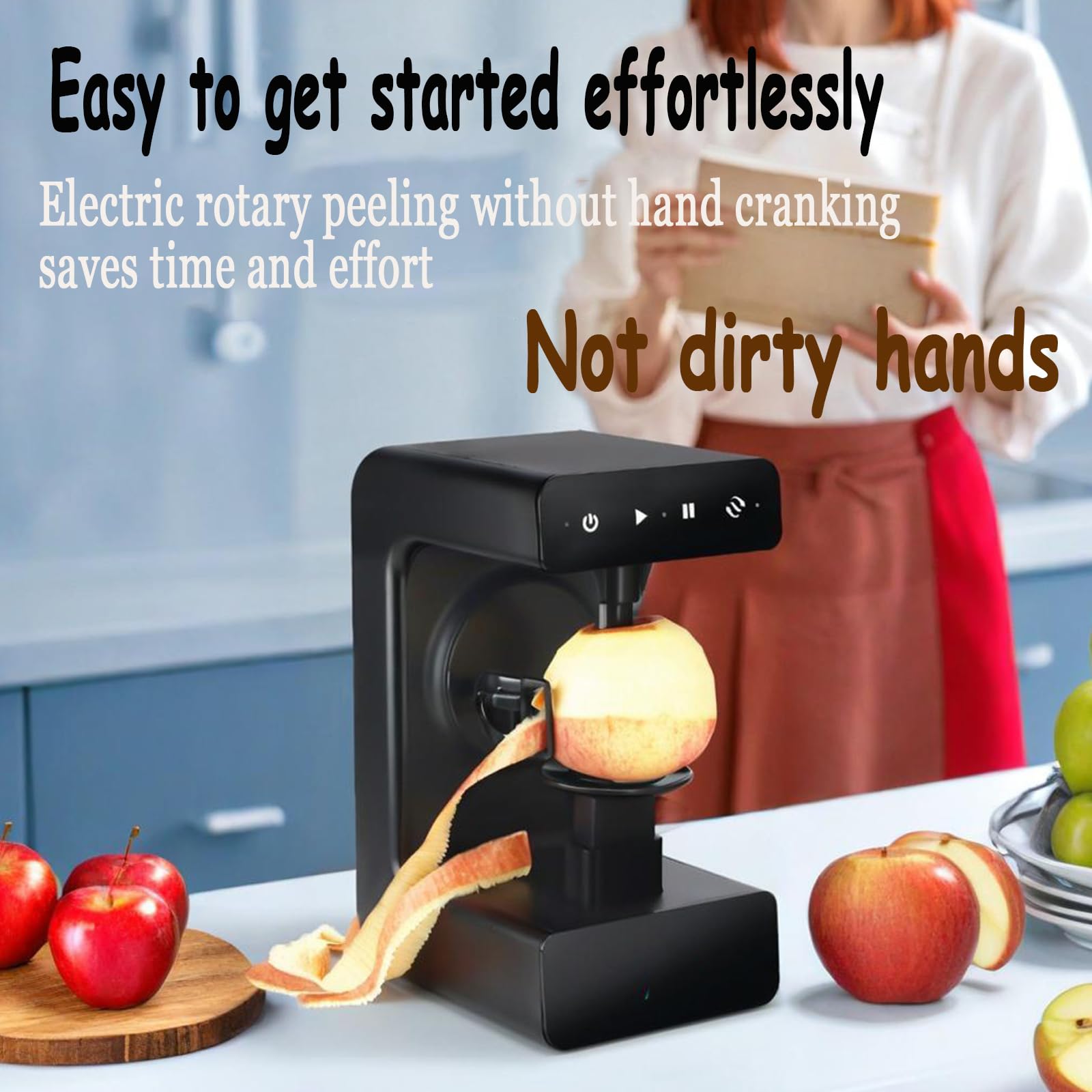 Peller Elettrico di Frutta, Peller Multifunzionale di Mele, Acciaio Inossidabile Durevole, Rimovibile, Dotato di Cuscinetti Anti-Scivolamento, È Home Essentials