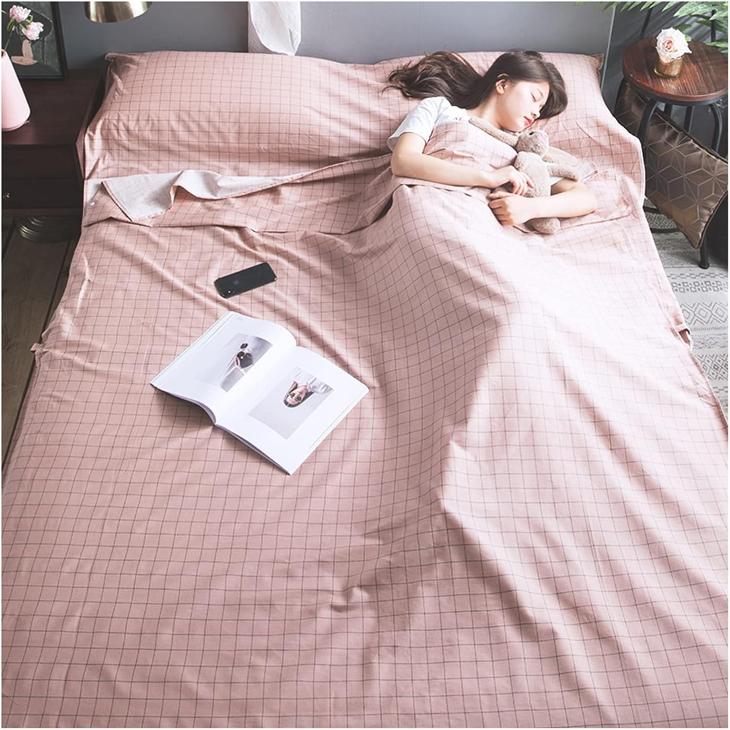 Sleeping Bag Liners Compact Adult Sleeping Bag Liner for Single/Double Bed, Comfortable Cotton Sleeping Bag Sheets with Zipper, Available for Outdoor Camping Trips Hotel