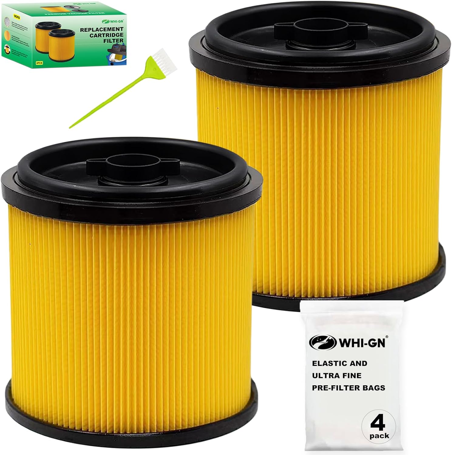 2 Pack Standard Cartridge Filter Replacement for Vacmaster Filter VCFS, compatible with Vacmaster 5-16 Gallon Wet/Dry Vacs, VBV1210 filter. Also fit HART most Shop-Vac 5-20 Gal Vacs
