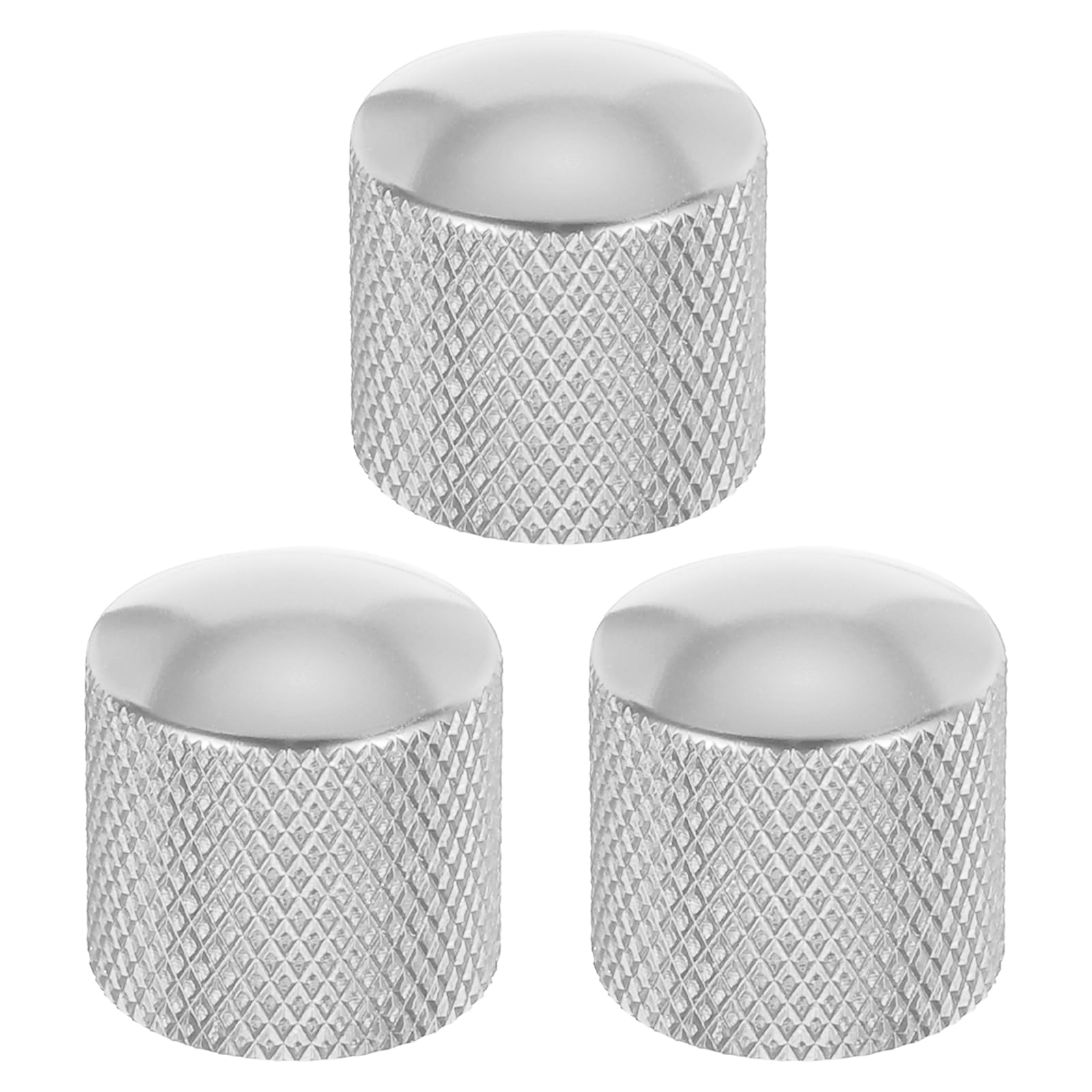 sourcing map 3Pcs Aluminum Guitar Knobs Shaft Volume/Tone Silver Control Knobs CNC Machined Knurled Design for Electric Guitar Bass Audio Tuning Replacement