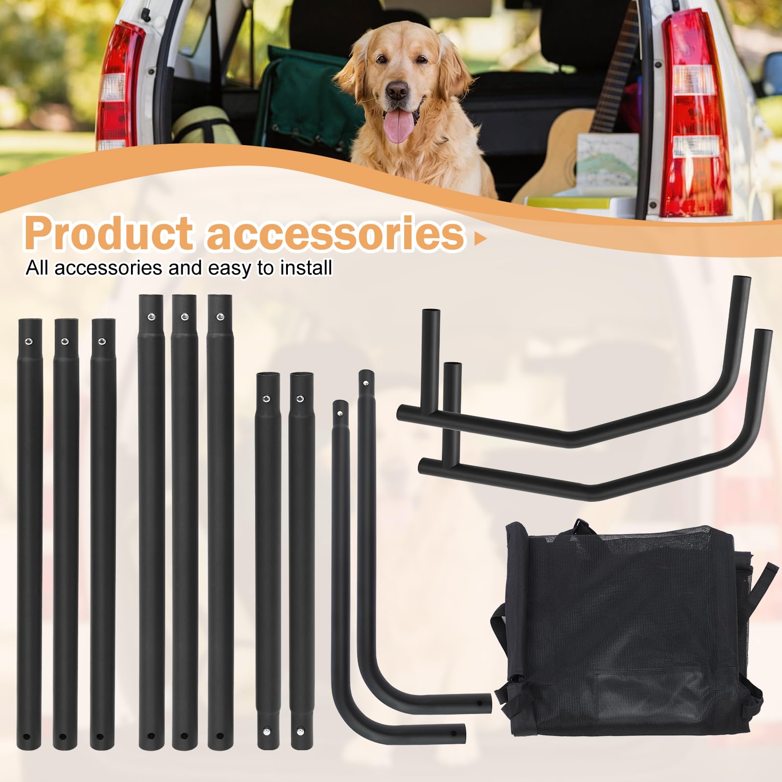 Sunexinlo Barriera per auto per cani, per SUV, bagagliaio e bagagliaio, universale, per animali domestici, larga 127 cm, con rete trasparente per piccoli camion, SUV e veicoli di medie dimensioni