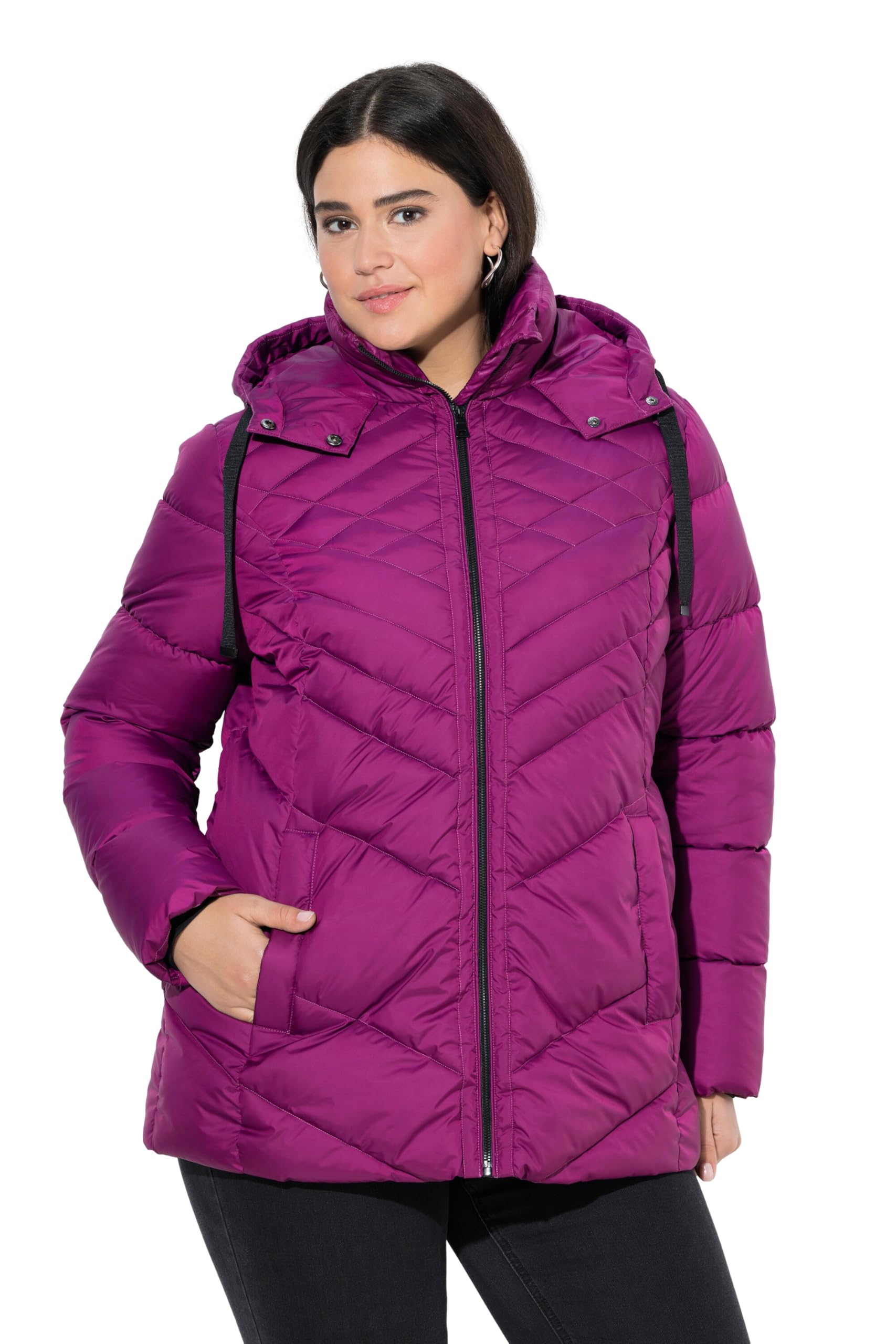 Ulla Popken Damen große Größen Übergrößen Plus Size HYPRAR Steppjacke, wasserabweisend, Kapuze 842021
