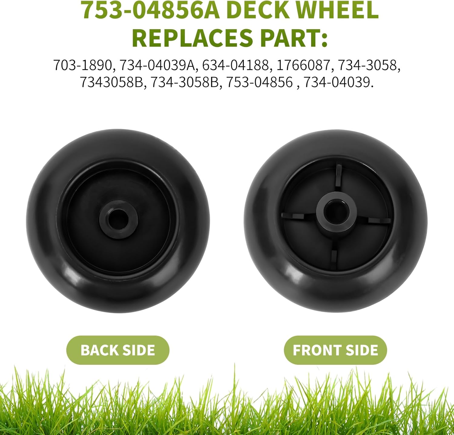 753-04856A Deck Wheels Fit for Craftsman Mower - Deck Rollers Gauge Wheel for Craftsman HU Cub Cad JD Lawn Mower Tractor, Work with 54" 48" Deck, Replaces 133957 734-03058, 6 Pack