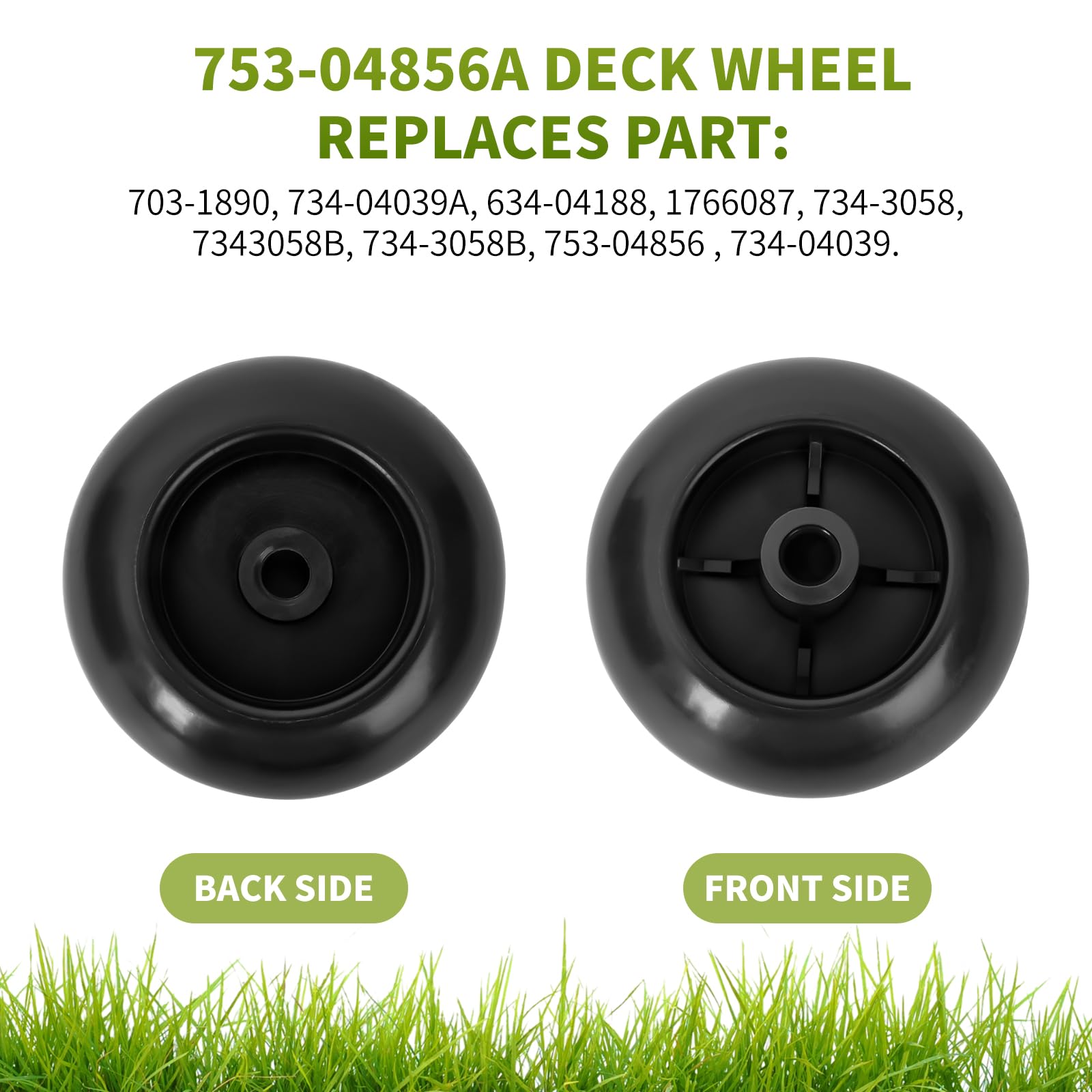 753-04856A Ruedas de cubierta para cortacésped Craftsman – Rodillos de cubierta para Craftsman HU Cub Cad JD tractor cortacésped, funciona con cubierta de 54 pulgadas 48 pulgadas, reemplaza