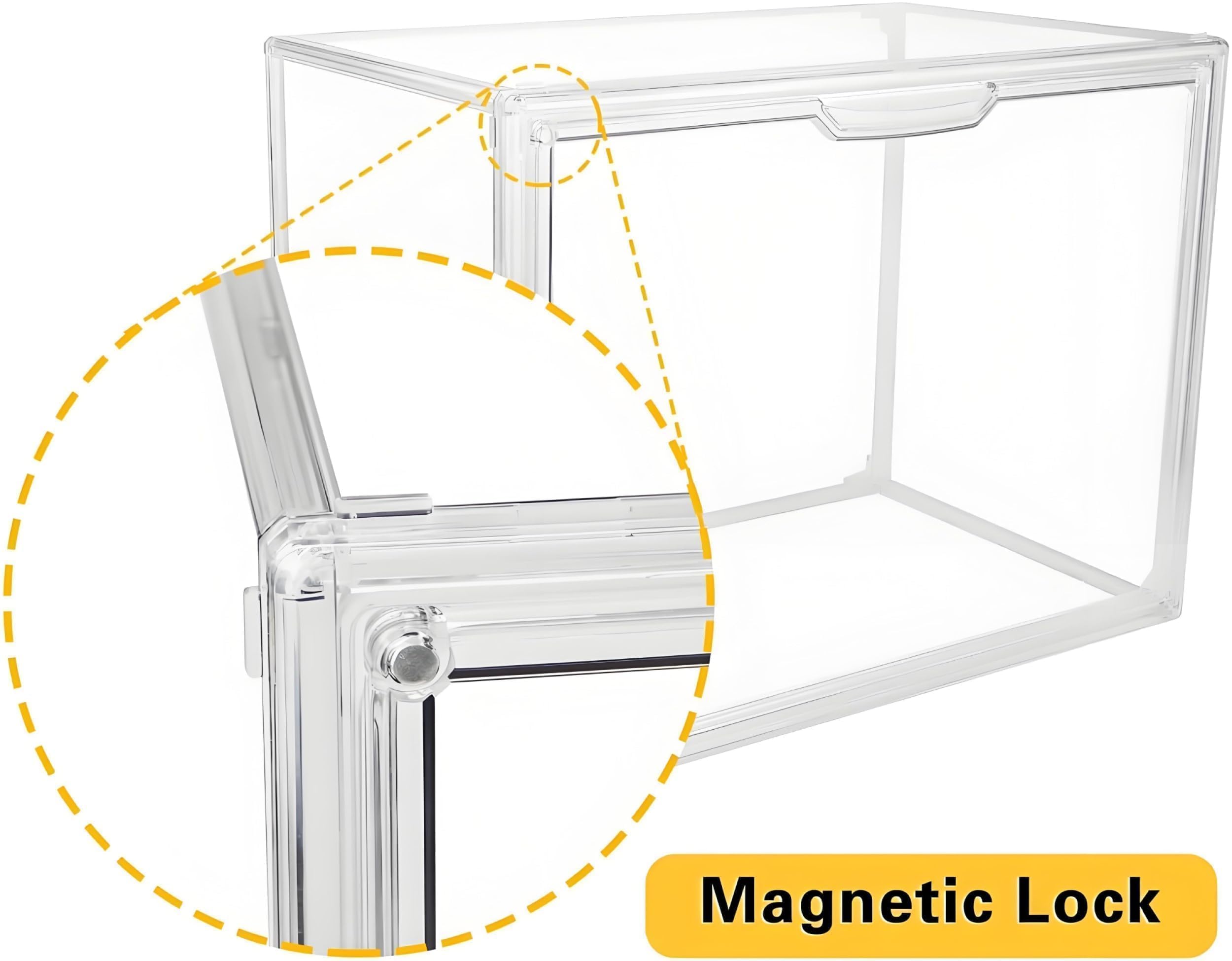 GUDEMAY Transparente stapelbare Kunststoffboxen mit magnetischem Verschluss - Staubdichte Aufbewahrung Vitrine Schaukasten Ideal für Figur, Bücher, Kosmetik, Schuhe und Handtaschen (3er Set)