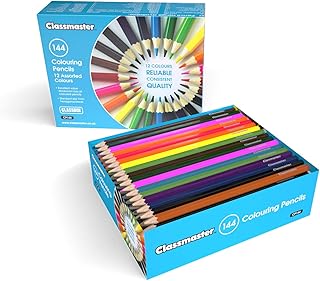 Classmaster Colouring Pencils For Adults & Kids, Coloured Pencils, Long-Lasting Colouring Pencils For Children, Softer Leads For Perfect Colour Laydown, Pre-Sharpened - 144PK