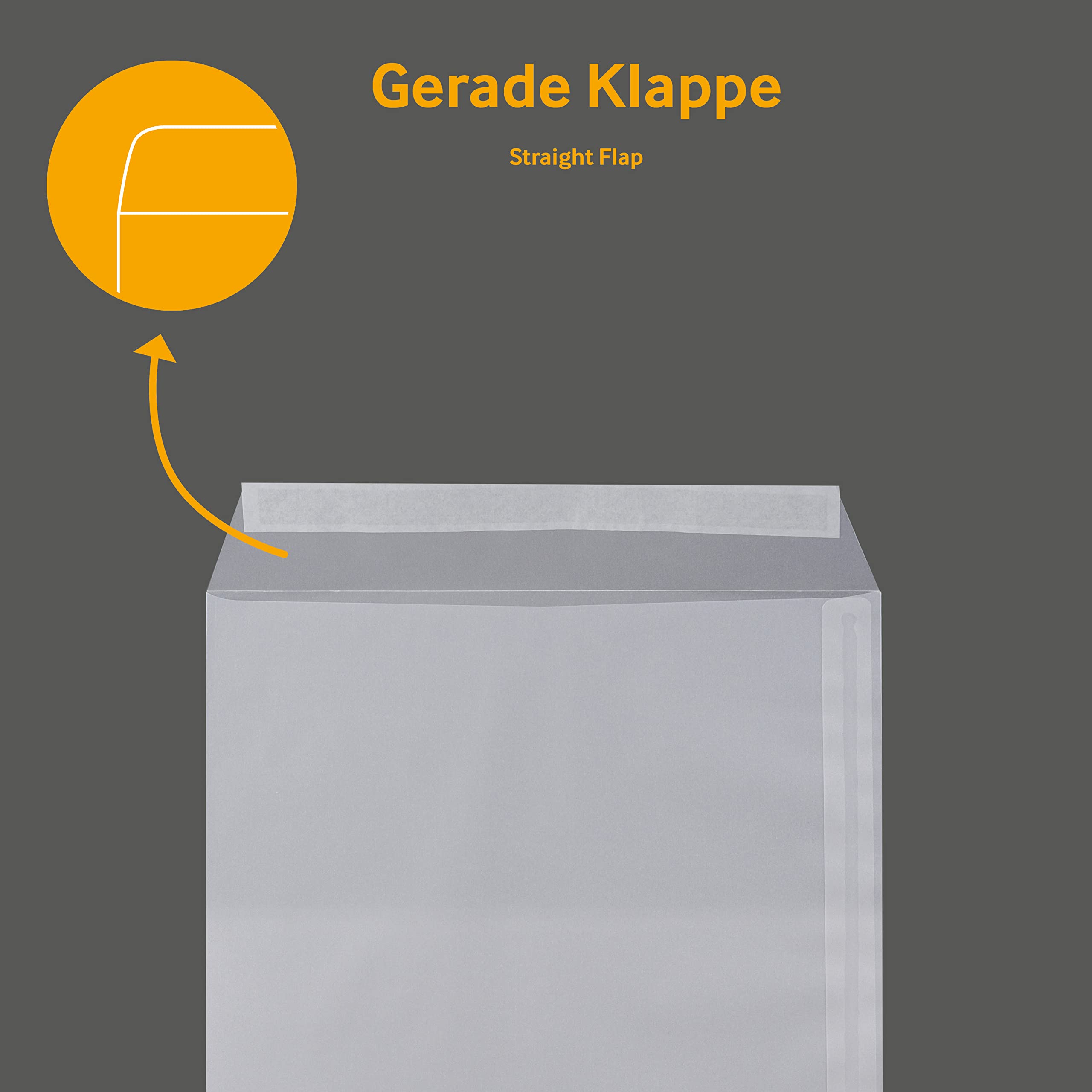 250 Stück, Transparent-Versandtaschen, DIN C4, Haftklebung mit Abziehstreifen, Gerade Klappe, 100 g/qm Offset, Ohne Fenster, Weiß (Transparent-Weiß), Blanke Briefhüllen
