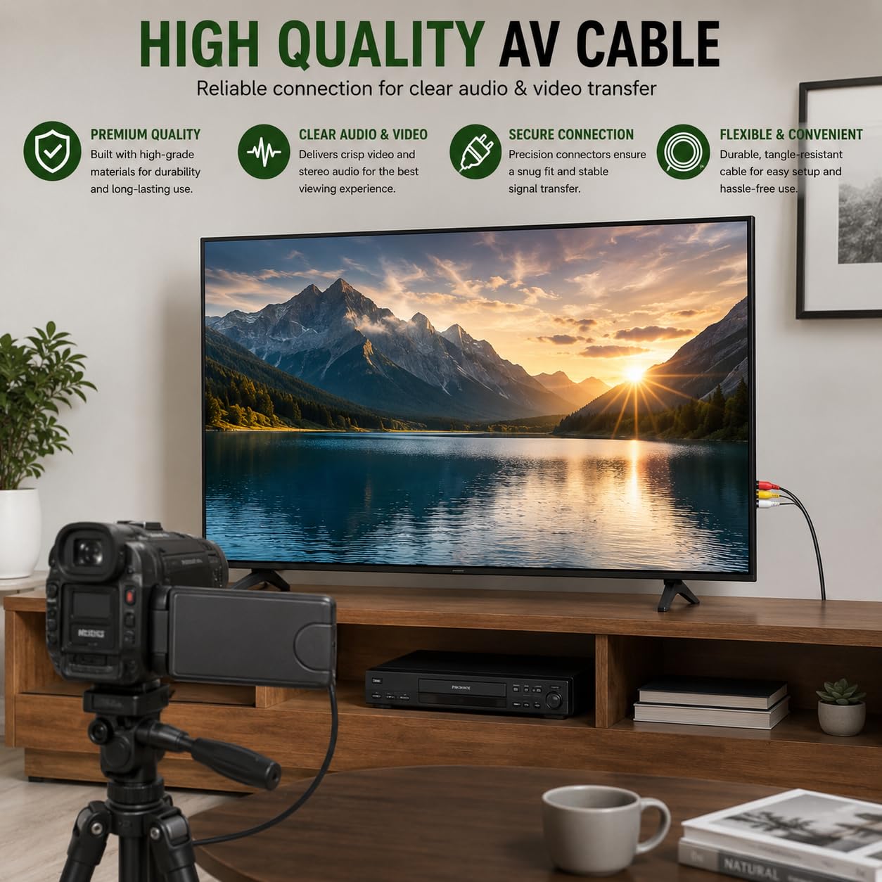 AAA PRODUCTS wysoka jakość - przewód telewizyjny do kamery Sony Handycam - AV/AUDIO VIDEO kabel łączący - zamiennik do VMC-15FS